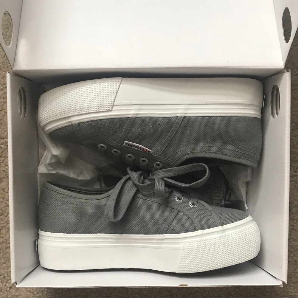 Superga Grey Platform Sneakers